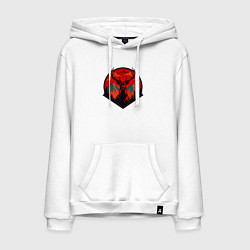 Толстовка-худи хлопковая мужская Олень на фоне гор, цвет: белый