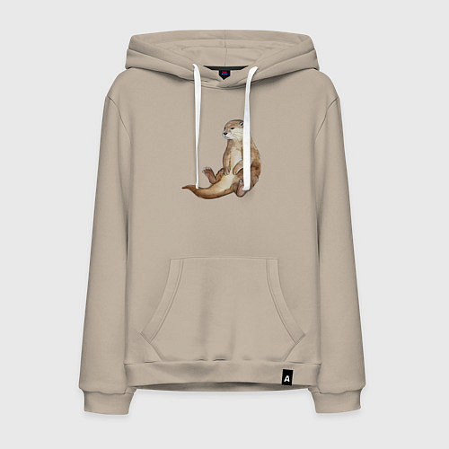 Мужская толстовка-худи Выдра сидит / Миндальный – фото 1