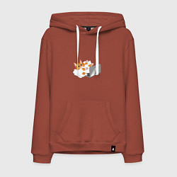 Толстовка-худи хлопковая мужская Милый котик программист усердно печатает, цвет: кирпичный