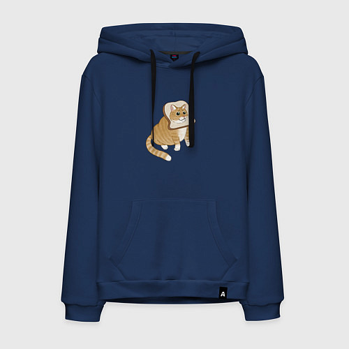 Мужская толстовка-худи Милый толстый котик-хлебушек / Тёмно-синий – фото 1