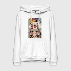 Толстовка-худи хлопковая мужская Клоун с девочкой арт, цвет: белый