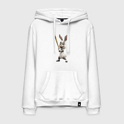 Толстовка-худи хлопковая мужская Заяц спортивный, цвет: белый