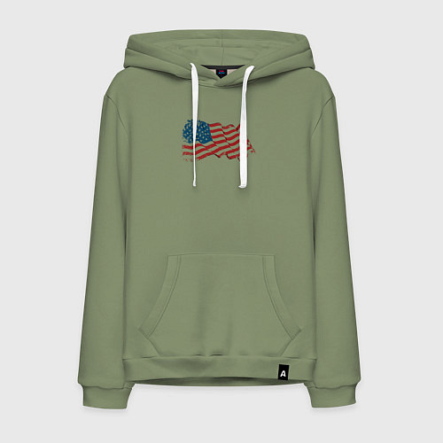 Мужская толстовка-худи Развевающий флаг США / Авокадо – фото 1