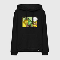 Толстовка-худи хлопковая мужская 2025 - This is fine, цвет: черный