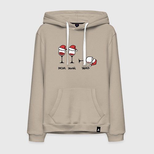 Мужская толстовка-худи New Year - Drink drank drunk / Миндальный – фото 1