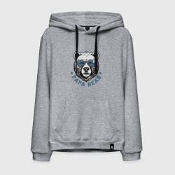 Толстовка-худи хлопковая мужская Папа медведь в очках, цвет: меланж