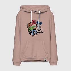 Толстовка-худи хлопковая мужская Всё работает, цвет: пыльно-розовый