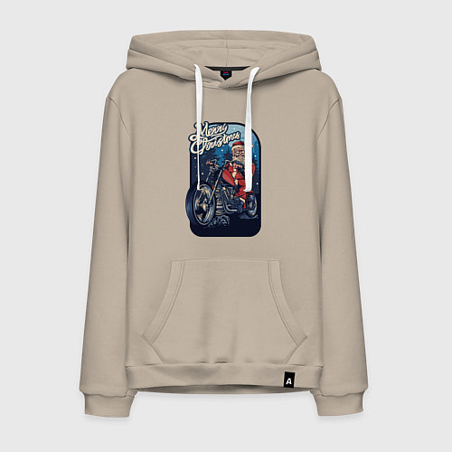 Мужская толстовка-худи Santa Biker / Миндальный – фото 1