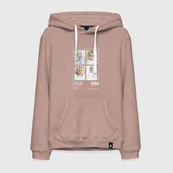 Толстовка-худи хлопковая мужская Felix stray kids cute, цвет: пыльно-розовый
