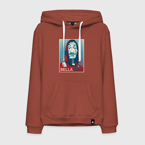 Мужская толстовка-худи Белла - чао / Кирпичный – фото 1