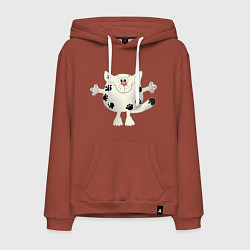 Толстовка-худи хлопковая мужская Кот в лапах, цвет: кирпичный