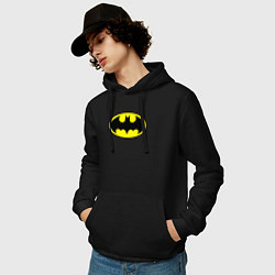 Толстовка-худи хлопковая мужская Batman logo, цвет: черный — фото 2