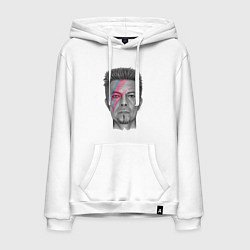 Толстовка-худи хлопковая мужская David Bowie rock singer, цвет: белый