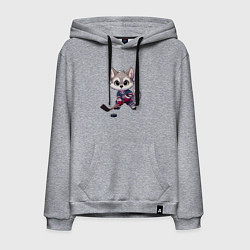 Толстовка-худи хлопковая мужская Волчонок хоккейный форвард - нейроарт, цвет: меланж