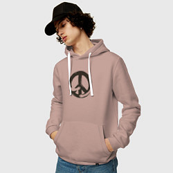 Толстовка-худи хлопковая мужская Peace hugs, цвет: пыльно-розовый — фото 2