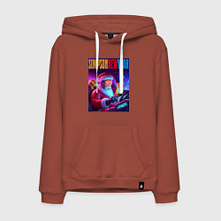 Толстовка-худи хлопковая мужская Homer Simpson in the car with his son, цвет: кирпичный