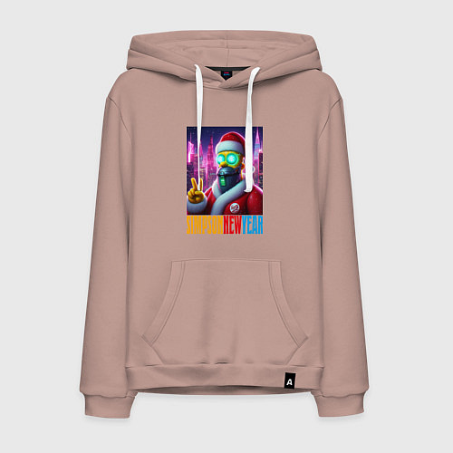 Мужская толстовка-худи Simpson new year - fantasy / Пыльно-розовый – фото 1