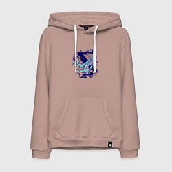 Толстовка-худи хлопковая мужская Космические киты, цвет: пыльно-розовый