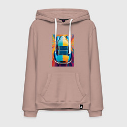 Толстовка-худи хлопковая мужская Яркий ретро автомобиль, цвет: пыльно-розовый