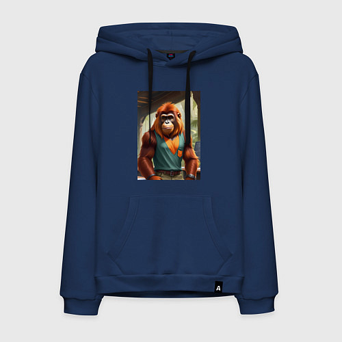 Мужская толстовка-худи Орангутанг хуманизация / Тёмно-синий – фото 1