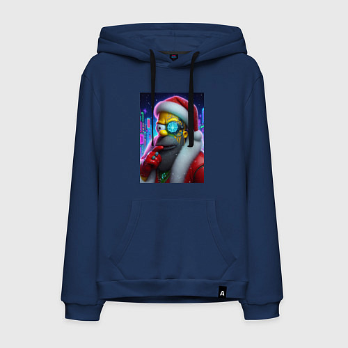 Мужская толстовка-худи Simpson Claus - cyberpunk / Тёмно-синий – фото 1