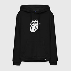 Толстовка-худи хлопковая мужская Rolling Stones - white logo, цвет: черный