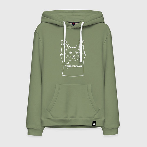 Мужская толстовка-худи Shinedown - cat rock / Авокадо – фото 1