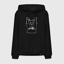 Толстовка-худи хлопковая мужская Skrillex - cat rock, цвет: черный