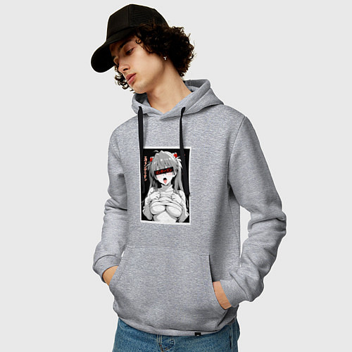 Мужская толстовка-худи Sexy Asuka Langley - Evangelion / Меланж – фото 3