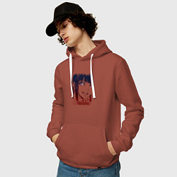Толстовка-худи хлопковая мужская Улыбчивая девушка, цвет: кирпичный — фото 2