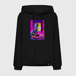Толстовка-худи хлопковая мужская Bart Simpson - cyber gamer, цвет: черный