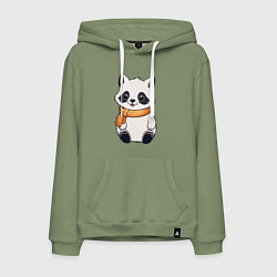 Толстовка-худи хлопковая мужская Милый белый енот, цвет: авокадо