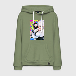 Толстовка-худи хлопковая мужская Дандадан: Бабка Момо, цвет: авокадо