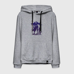 Толстовка-худи хлопковая мужская Рогатый воин-скелет, цвет: меланж