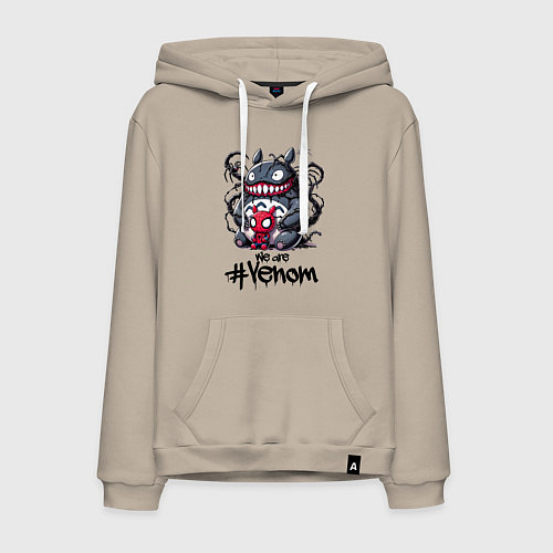 Мужская толстовка-худи Totoro-Venom and Spider-man / Миндальный – фото 1