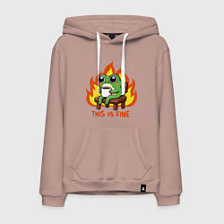 Толстовка-худи хлопковая мужская Frog - this is fine, цвет: пыльно-розовый