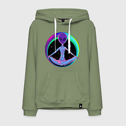 Толстовка-худи хлопковая мужская Alien Peace, цвет: авокадо