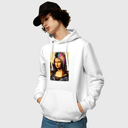 Толстовка-худи хлопковая мужская Mona Lisa - punks not dead, цвет: белый — фото 2