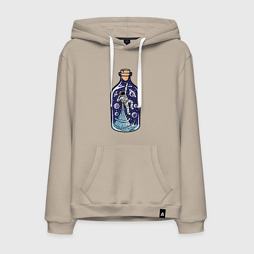 Мужская толстовка-худи Космонавт в бутылке / Миндальный – фото 1