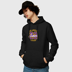 Толстовка-худи хлопковая мужская Lebron James Lakers, цвет: черный — фото 2