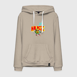 Толстовка-худи хлопковая мужская Музыкальный авокадо, цвет: миндальный