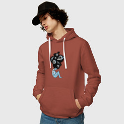 Толстовка-худи хлопковая мужская Космическая девушка, цвет: кирпичный — фото 2