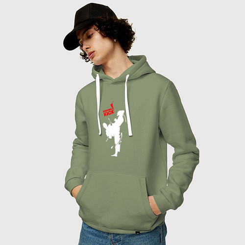 Мужская толстовка-худи Кикбоксинг - атака / Авокадо – фото 3