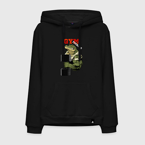 Мужская толстовка-худи GYM fitness - crocodile / Черный – фото 1