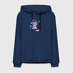 Толстовка-худи хлопковая мужская Котёнок меломан, цвет: тёмно-синий