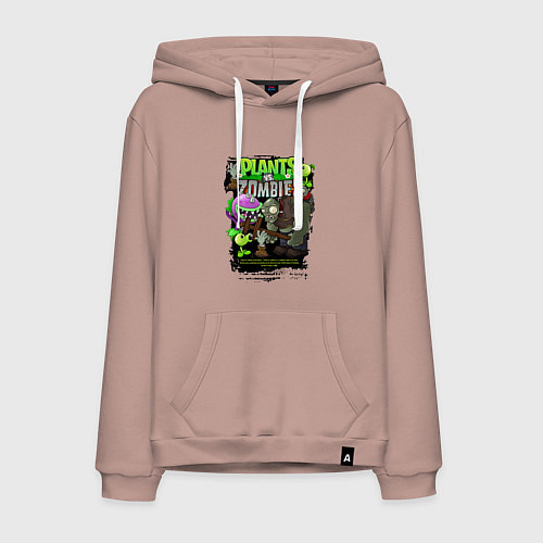 Мужская толстовка-худи Растения против зомби с персонажами / Пыльно-розовый – фото 1