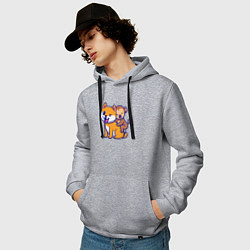 Толстовка-худи хлопковая мужская Собачка и обезьянка, цвет: меланж — фото 2