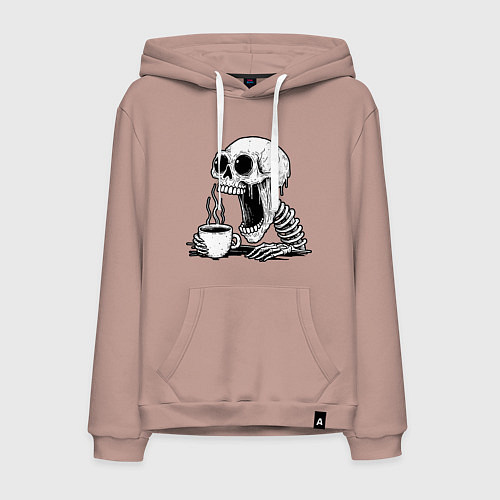 Мужская толстовка-худи Skeleton with coffee / Пыльно-розовый – фото 1