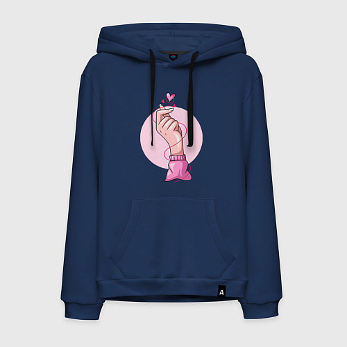 Мужская толстовка-худи Сердечко / Тёмно-синий – фото 1