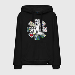 Толстовка-худи хлопковая мужская RHCP - logo with songs, цвет: черный